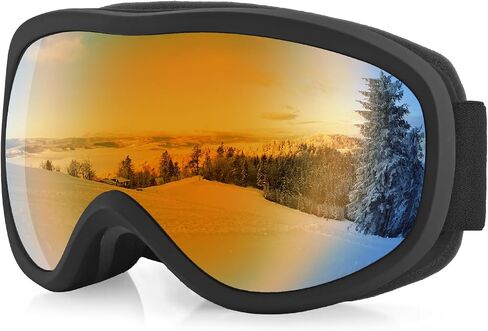 VINTEAM Ski Goggles OTG Black Frame Red Lens – Over Glasses Snowboard Goggles Anti-Fog Double Lens, UV400 Protection, Impact Resistant TPU Frame for Skiing, Snowboarding & All Conditions in Kuwait