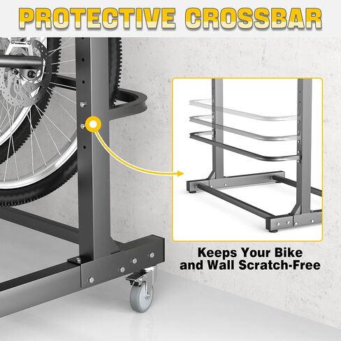 حامل دراجة قائم بذاته من Ultrawall مزود بعجلات، حامل تخزين عمودي للدراجات للمرآب، منظم دراجات داخلي يحمل ما يصل إلى 5 دراجات in Kuwait
