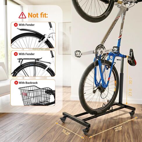 Vertical Bike Stand, Freestanding Bike Rack Garage Storage with Adjustable Height for Wheels up to 29", Space-Saving Indoor Bicycle Stand for Garage & Apartment, Upright Bike Holder for MTB Road Bike in Kuwait