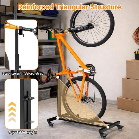 Vertical Bike Stand, Freestanding Bike Rack Garage Storage with Adjustable Height for Wheels up to 29", Space-Saving Indoor Bicycle Stand for Garage & Apartment, Upright Bike Holder for MTB Road Bike in Kuwait