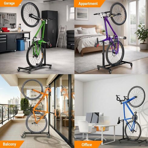 Vertical Bike Stand, Freestanding Bike Rack Garage Storage with Adjustable Height for Wheels up to 29", Space-Saving Indoor Bicycle Stand for Garage & Apartment, Upright Bike Holder for MTB Road Bike in Kuwait