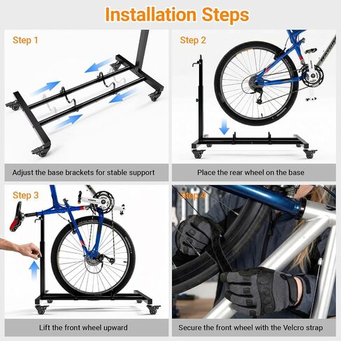 Vertical Bike Stand, Freestanding Bike Rack Garage Storage with Adjustable Height for Wheels up to 29", Space-Saving Indoor Bicycle Stand for Garage & Apartment, Upright Bike Holder for MTB Road Bike in Kuwait
