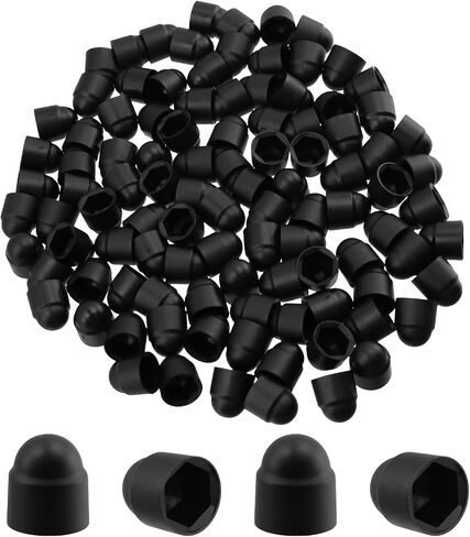 Antrader Hex Bolt Covers,100Pcs M6×10mm Dome Acorn Hex Head Nut Protection Cap,Plastic Hexagon Screw Caps Covers, Black in Kuwait