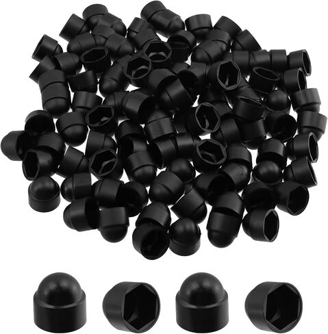Antrader Hex Bolt Covers,100Pcs M6×10mm Dome Acorn Hex Head Nut Protection Cap,Plastic Hexagon Screw Caps Covers, Black in Saudi Arabia