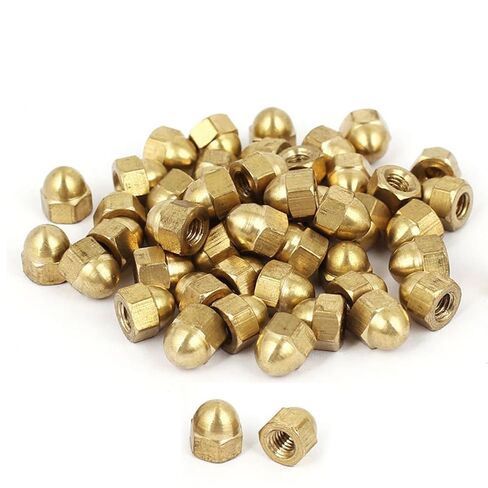 Acorn Hex Cap Nuts,50Pcs M4 Dome Nuts Brass Hexagon Decorative Cap Nut for Screws Bolts Brass Tone in Kuwait
