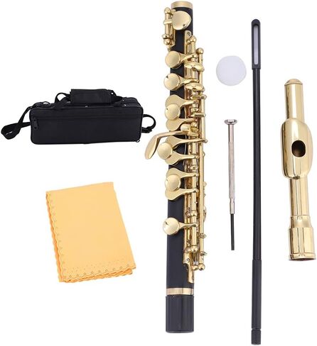 Piccolo C Key Plated Half Size Flute with Padded Case for Musicians and Students(Gold) in Kuwait