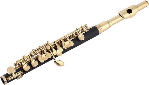 C Key Piccolo Flute Piccolo Flute للمبتدئين مطلي بنصف الحجم مع صندوق مبطن صوت مذهل تصميم فريد من نوعه حزام قابل للتعديل للطلاب (ذهبي) in Kuwait