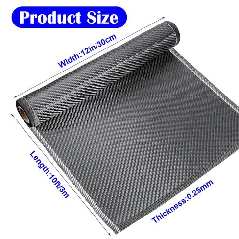 10ft x 12" Carbon Fiber Fabric Roll Black Carbon Fiber Sheet | Pure Cloth Black Carbon Fiber Cloth,2 x 2 Twill Weave 3k/220g,Cars Structural Reinforcement on Concrete Wall Basement Repair in Kuwait