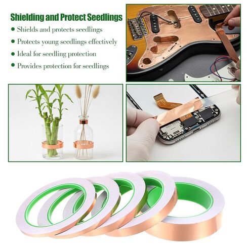 5 Pack Copper Foil Tape with Conductive Adhesive, 5 Size 1.97mil x 0.2/0.25/0.4/0.5/1Inch x 66ft Double Sided Copper Tape for Electrical Repairs, Guitar, Stained Glass, Grounding, Crafts in Kuwait