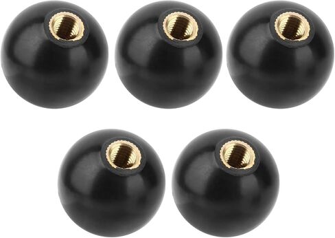 5 قطع من مقبض رافعة بلاستيكي هندسي أسود من Omabeta، مقبض كروي دائري M10x35mm مع صامولة نحاسية مدمجة لاستبدال أدوات الآلة in Kuwait