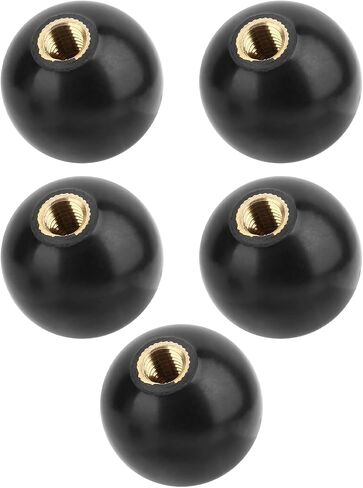5 قطع من مقبض رافعة بلاستيكي هندسي أسود من Omabeta، مقبض كروي دائري M10x35mm مع صامولة نحاسية مدمجة لاستبدال أدوات الآلة in Kuwait