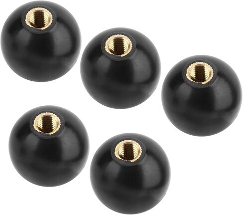 5 قطع من مقبض رافعة بلاستيكي هندسي أسود من Omabeta، مقبض كروي دائري M10x35mm مع صامولة نحاسية مدمجة لاستبدال أدوات الآلة in Kuwait