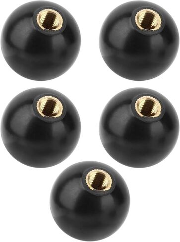 5 قطع من مقبض رافعة بلاستيكي هندسي أسود من Omabeta، مقبض كروي دائري M10x35mm مع صامولة نحاسية مدمجة لاستبدال أدوات الآلة in Kuwait
