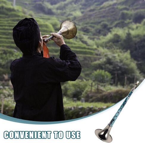 Traditional Chinese Suona Wind Instrument in D Key with Ink Blue Resin Body and Black Bell, High-strength Corrosion-resistant Folk Instrument for Beginners, Cultural Events, in Kuwait