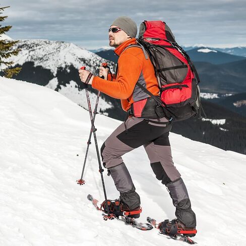 G2 36 Inches Light Weight Snowshoes with Toe Box, EVA Padded Ratchet Binding, Heel Lift, Flexible Pivot Bar, Durable Back Strap, Set with Trekking Poles, Carrying Bag, Snow Baskets, Red in Kuwait