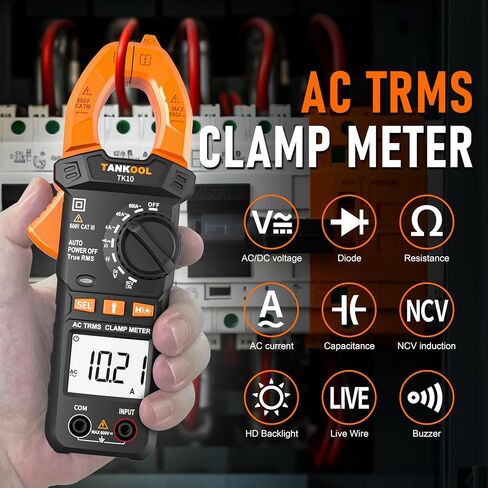 Digital Clamp Meter T-RMS 4000 Counts,Clamp Multimeter Auto-Ranging Measures AC Current,AC/DC Voltage,Capacitance,Resistance,Diode,Continuity,NCV,Backlight,Flashlight in Kuwait