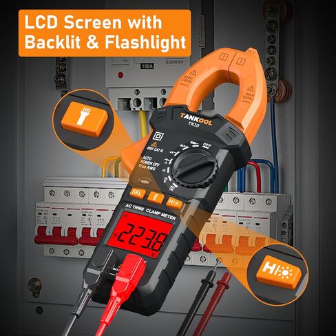 Digital Clamp Meter T-RMS 4000 Counts,Clamp Multimeter Auto-Ranging Measures AC Current,AC/DC Voltage,Capacitance,Resistance,Diode,Continuity,NCV,Backlight,Flashlight in Kuwait