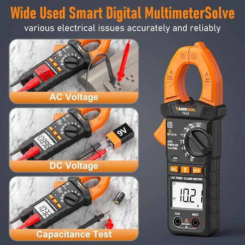 Digital Clamp Meter T-RMS 4000 Counts,Clamp Multimeter Auto-Ranging Measures AC Current,AC/DC Voltage,Capacitance,Resistance,Diode,Continuity,NCV,Backlight,Flashlight in Kuwait