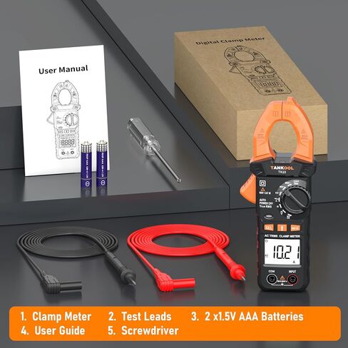 Digital Clamp Meter T-RMS 4000 Counts,Clamp Multimeter Auto-Ranging Measures AC Current,AC/DC Voltage,Capacitance,Resistance,Diode,Continuity,NCV,Backlight,Flashlight in Kuwait