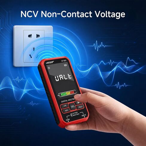 NF-625 جهاز قياس رقمي متعدد، 6000 جهاز اختبار نطاق تلقائي مع NCV، يقيس الجهد الكهربي والمقاومة والسعة ودرجة الحرارة، قابل لإعادة الشحن عبر USB مع مصباح يدوي LED للكهربائيين والأعمال اليدوية in Kuwait