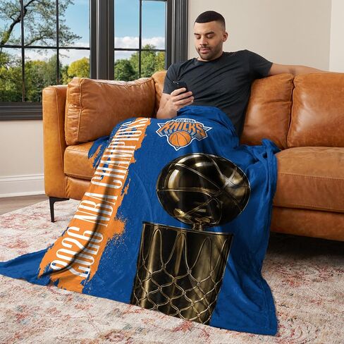 Northwest New York Knicks 2026 NBA Champions Silk Touch Throw Blanket, Ultra Soft Plush Polyester, Lightweight Warm Decorative Fan Gift, 46 x 60 in in Kuwait