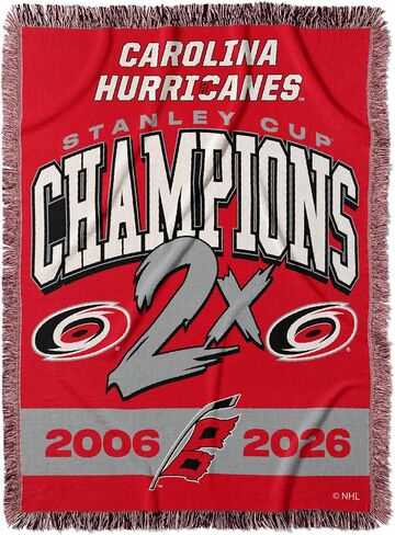 شمال غرب NHL Carolina Hurricanes 2026 كأس ستانلي أبطال متعدد الأبطال المنسوجة بطانية رمي مع هامش الزخرفية، ديكور المنزل البوليستر الناعم لسرير الأريكة أو غرفة الألعاب، 48 × 60 بوصة in Kuwait