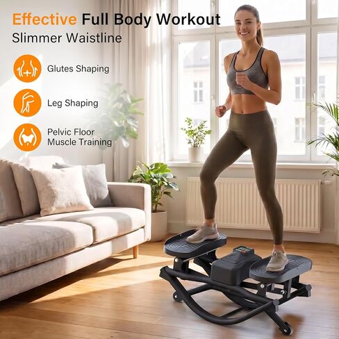 Rock Stepper for Exercise at Home, Low-Impact Side to Side Rocking Stair Stepper with Resistance Bands, Full Body Home Fitness Workout Equipment, 330LBS Weight Capacity in Saudi Arabia
