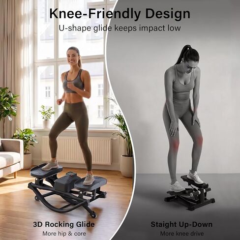 Rock Stepper for Exercise at Home, Low-Impact Side to Side Rocking Stair Stepper with Resistance Bands, Full Body Home Fitness Workout Equipment, 330LBS Weight Capacity in Saudi Arabia