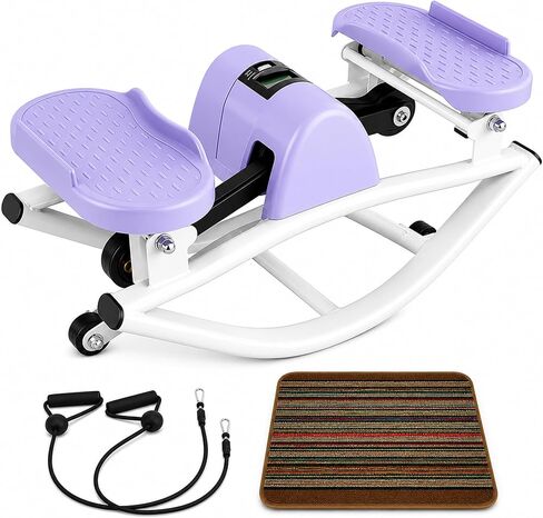 Lhanel Rock Stepper for Home Workout, Low-Impact Side Stepper with Resistance Bands, Side-to-Side Mini Stepper for Cardio, Weight Loss & Full Body Exercise in Kuwait