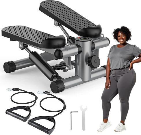 OLIXIS Stepper Machine with Resistance Bands - Mini Stair Stepper for Home Exercise, Portable Weight Loss & Full Body Workout Equipment in Kuwait