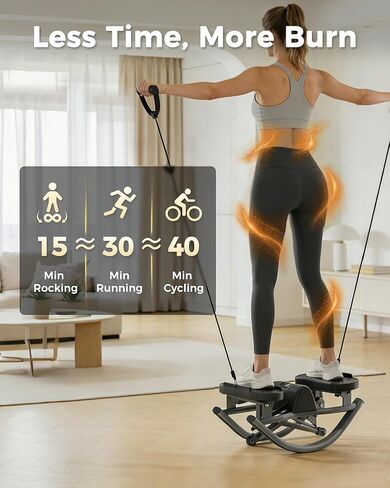 FineWay Upgraded Rock Stepper 2.0 for Exercise at Home, Rocking Stepper Side to Side, Low-Impact Knee-Friendly Exercise Machine with Resistance Bands, LCD Monitor & 330 LBS Capacity (Black-V) in Kuwait