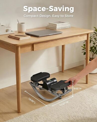 FineWay Upgraded Rock Stepper 2.0 for Exercise at Home, Rocking Stepper Side to Side, Low-Impact Knee-Friendly Exercise Machine with Resistance Bands, LCD Monitor & 330 LBS Capacity (Black-V) in Kuwait