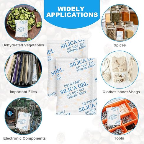 Absorbking Silica Gel Packets – 5 Gram 80 Packs Desiccant Packs for Storage, Food Grade Moisture Absorbers with Color Indicating, Silica Packets for Foods, Storage Bins, 3D Filaments, Electronics in Kuwait