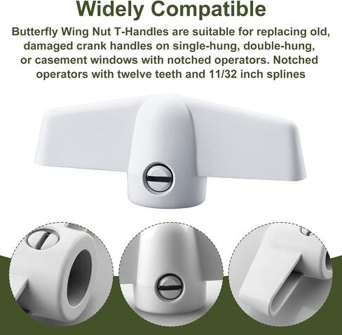 SK929T Tee Window Crank Handle for 11/32" Splines, Fits Most Operators, Butterfly Wing Nut T-Handles - 2 Pack in Kuwait