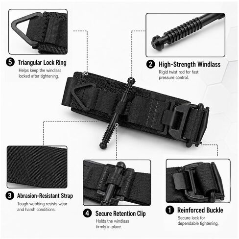 Turnicate,1Pcs Tactical Tourniquet – Heavy Duty Emergency Medical Grade Quick Release Combat Tourniquet, Hemostatic Blood Stopper for First Aid Kit, Trauma Bag, Survival Gear in Kuwait