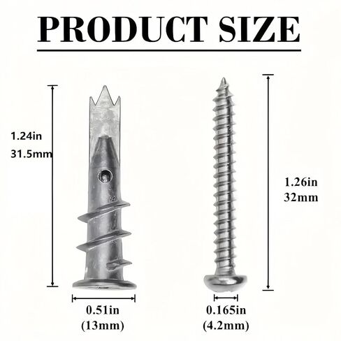 50/100Pcs Zinc Self-Drilling Drywall Expansion Anchors with Screws Kit, Used for TV Shelf Cabinet Gypsum Board Fixing in Kuwait