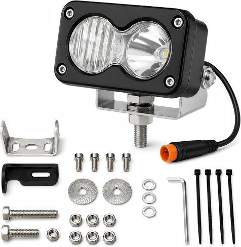 3 Pin Ebike Headlight Kit Compatible with Ridstar Q20/Q20 Lite/Q20 Pro, 20W Baja Style LED Front Light, 12V-60V Plug and Play Water-Resistant Headlamp with Mounting Hardware and Zip Ties in Kuwait