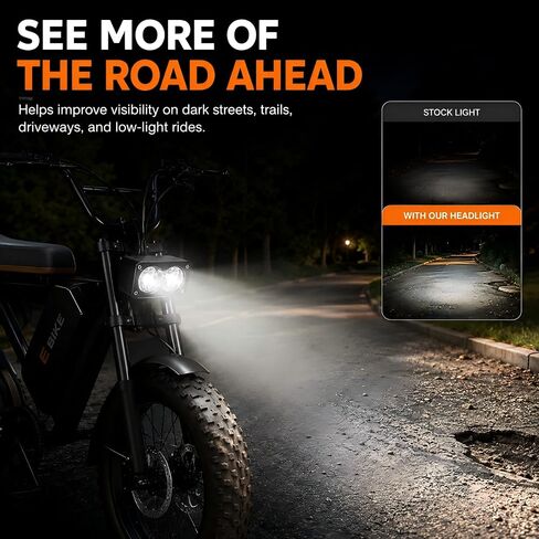 3 Pin Ebike Headlight Kit Compatible with Ridstar Q20/Q20 Lite/Q20 Pro, 20W Baja Style LED Front Light, 12V-60V Plug and Play Water-Resistant Headlamp with Mounting Hardware and Zip Ties in Kuwait
