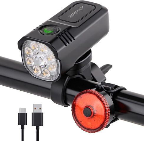 Bike Light for Night Riding, 2500LM Bicycle Headlight & Taillight, Multiple Modes, 3000mAh USB C Rechargeable Waterproof LED Bright Bike Headlights for Cyclists and Road Mountain and Commuters in Kuwait