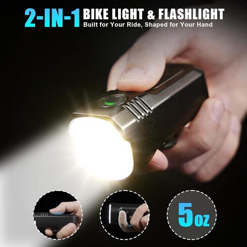 Bike Light for Night Riding, 2500LM Bicycle Headlight & Taillight, Multiple Modes, 3000mAh USB C Rechargeable Waterproof LED Bright Bike Headlights for Cyclists and Road Mountain and Commuters in Kuwait