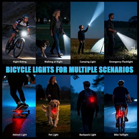 Bike Light for Night Riding, 2500LM Bicycle Headlight & Taillight, Multiple Modes, 3000mAh USB C Rechargeable Waterproof LED Bright Bike Headlights for Cyclists and Road Mountain and Commuters in Kuwait