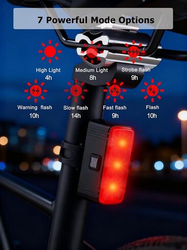 Bike Light Kit, LED Bicycle Light Set - 2 Bike Headlights & 2 Taillights, IPX4 Waterproof Rechargeable Bike Lights, 5 Modes Front/7 Modes Rear Night Cycling Lights for Safety,Kids Men Women Bike in Kuwait