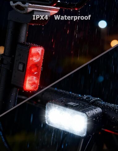 Bike Light Kit, LED Bicycle Light Set - 2 Bike Headlights & 2 Taillights, IPX4 Waterproof Rechargeable Bike Lights, 5 Modes Front/7 Modes Rear Night Cycling Lights for Safety,Kids Men Women Bike in Kuwait