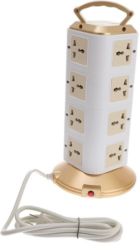 OSALADI Strip Vertical Multi Socket Power Strip with USB Ports Extension Cord for Home Office and Dorm Use Gold in Kuwait