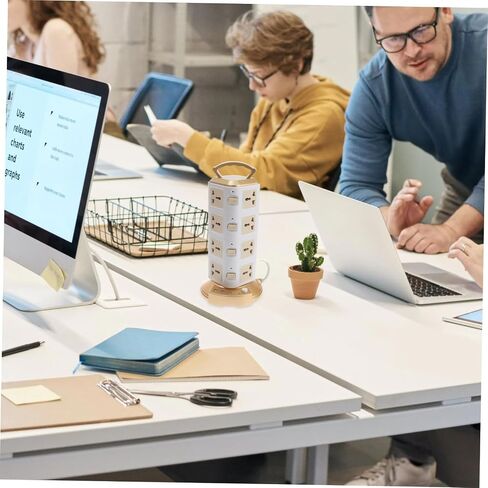 OSALADI Strip Vertical Multi Socket Power Strip with USB Ports Extension Cord for Home Office and Dorm Use Gold in Kuwait
