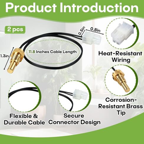 2-Pack AP19299 Thermistor Chamber Sensor Compatible with Rheem Ultra Low Nox Tankless Water Heater, Replacement for Rheem Heat Pumps & Chamber Sensor Systems in Kuwait