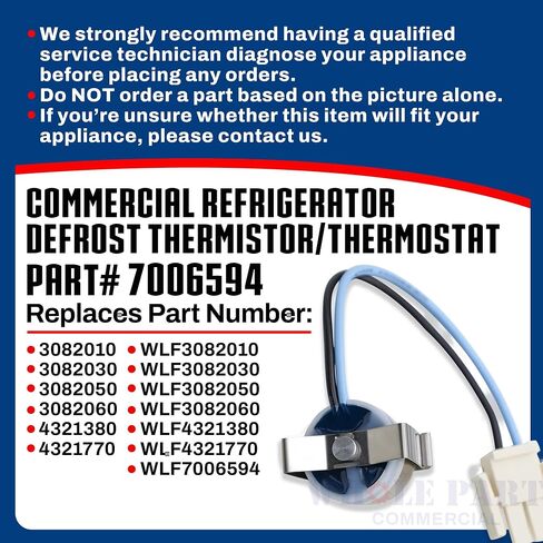 Upgraded Whole Parts Refrigerator Defrost Thermistor/Thermostat 55 Svce Part# 7006594 - Replacement & Compatible with Some Sub-Zero Refrigerators in Kuwait