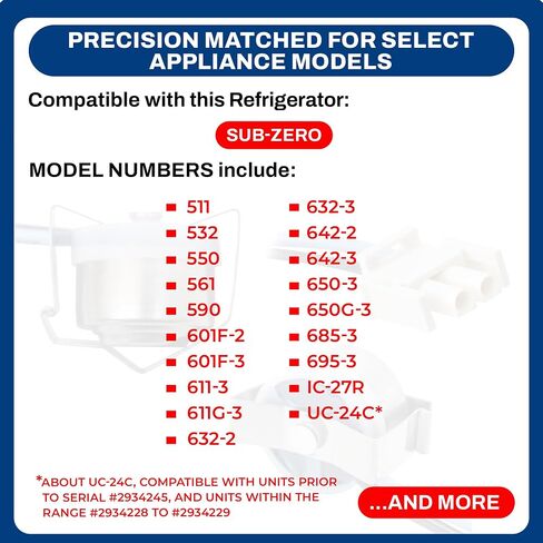 Upgraded Whole Parts Refrigerator Defrost Thermistor/Thermostat 55 Svce Part# 7006594 - Replacement & Compatible with Some Sub-Zero Refrigerators in Kuwait