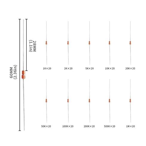 10 Values MF58 NTC Thermistor 200pcs 1K 2K 5K 10K 20K 50K 100K 200K 500K 1M Ohm Thermistors Resistors 3950B 1% Temperature Sensors in Kuwait