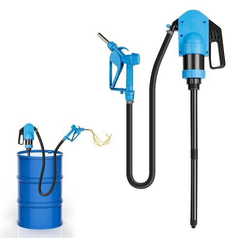 Plastic Lever Action Drum Pump, 55 Gallon Hand Lever Drum Pump for High Viscosity Oils, Agricultural Chemicals, Includes 6.56 ft of 3/4" Rubber Hose, 1 Pint/Stroke (Drum Pump) in Kuwait